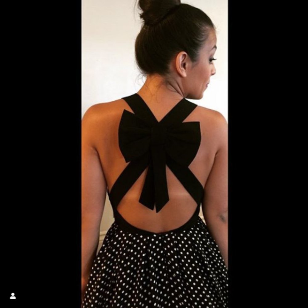 Black and White Polka Dot Dress with Bow